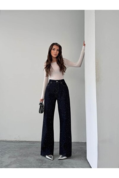 mydukkan.co Blugi premium cu detalii din piatră strălucitoare