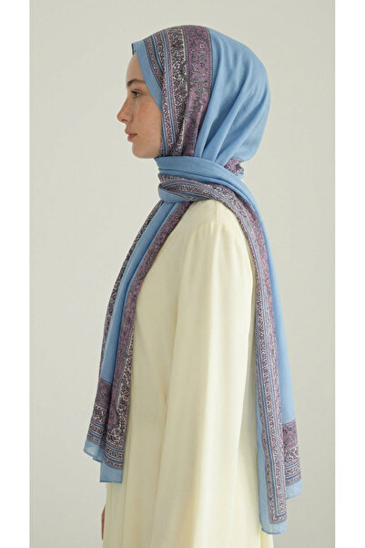Karaca Eşarp شال قطني منقوش بنمط عرقي من PETRA - أزرق