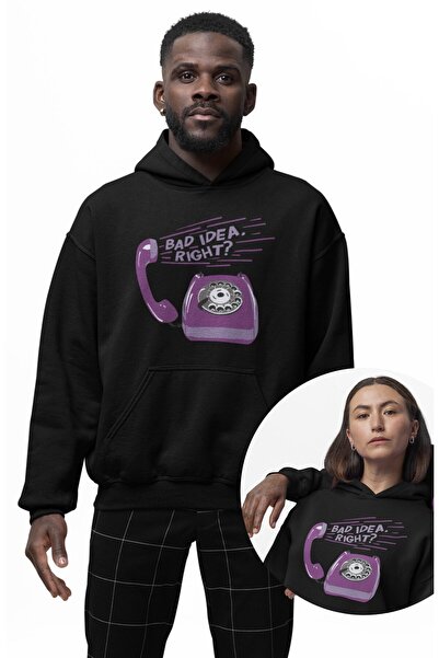 Fuddy Moda سويت شيرت للجنسين من Bad Idea Right مطبوع بغطاء رأس، هوديي بتصميم ...