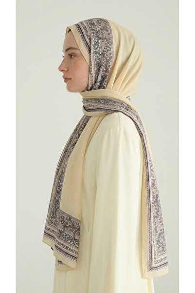 Karaca Eşarp شال قطني منقوش بنمط عرقي من PETRA - أصفر