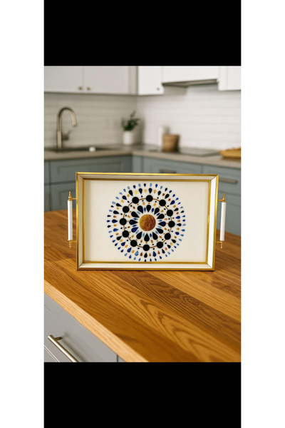 Doğal Desenli Lüx Tepsi / Çay Kahve Sunum Tepsisi