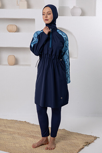 Adasea Khole Parachute Stretch Fabric Long Sleeve Hijab Swimsuit 1406