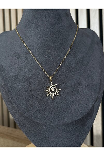 lavanderopa قلادة من الفولاذ الذهبي الشمسي