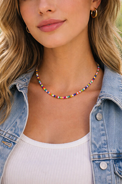 Handmade Gökkuşağı Kum Boncuk Kolye