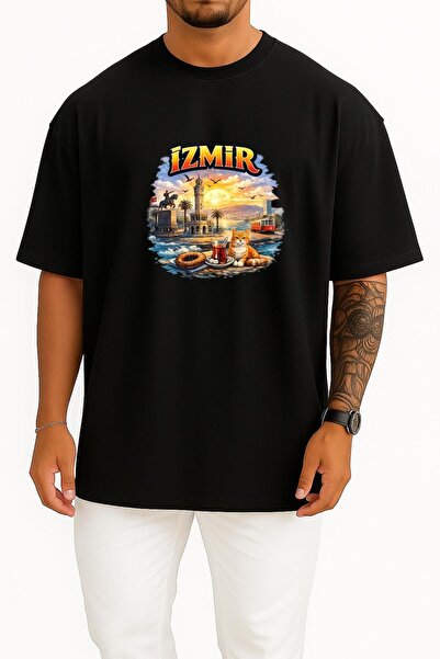 Bahriyeli Collection Oversized Izmir Special Design Chest B Printed Unisex T-...
