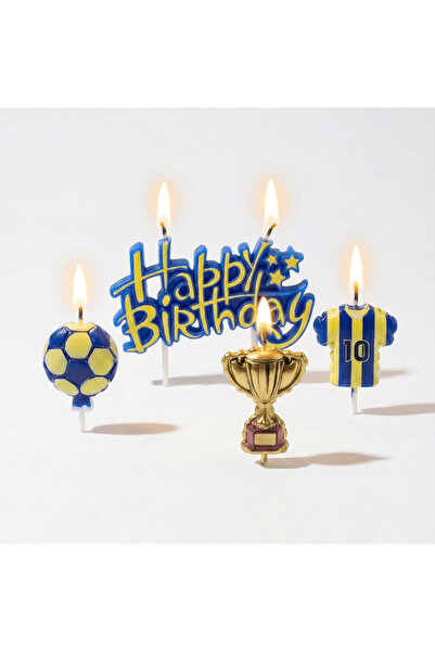 BALON DİYARI Fenerbahçe Sarı Lacivert Pasta Mumu Seti 7'li - Doğum Günü Mumla...
