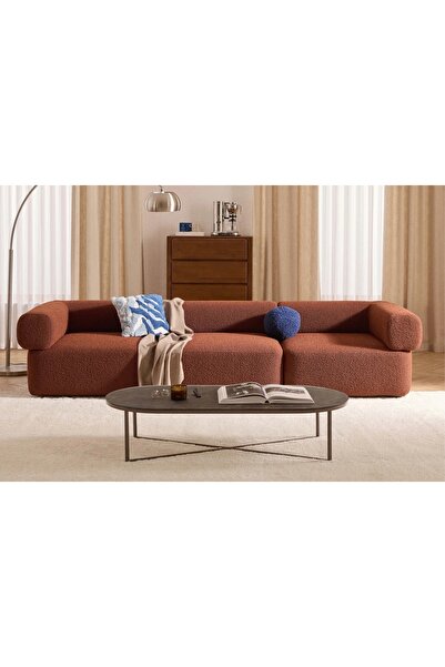 Vivense ALBA BUKLE MODÜLER ÜÇLÜ KOLTUK, KİREMİT