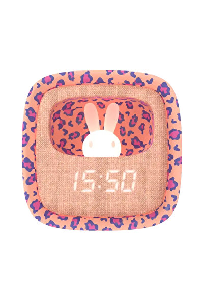 Mobility on Board Pembe Leopar Desenli Tavşan Masaüstü Saati ve Gece Lambası