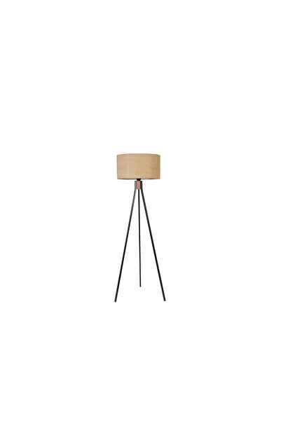 Vivense FISCO TRİPOD SİYAH LAMBADER SİLİNDİR HASIR RATTAN ABAJURLU