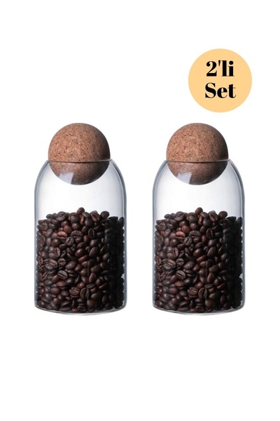 HUBBYCHEF Glass Jar with Cork Top Lid Jar Set of 2