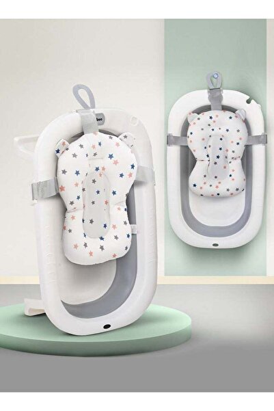 BAYBEE حوض استحمام قابل للطي للأطفال الرضع مزود بقاعدة مانعة للانزلاق ووسادة ...