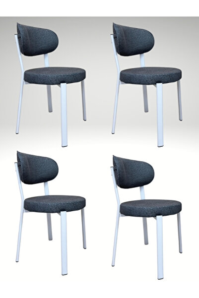 DİLETTO 4 ADET SANDALYE MUTFAK SANDALYESİ SALON SANDALYESİ BEYAZ METAL İSKELE...