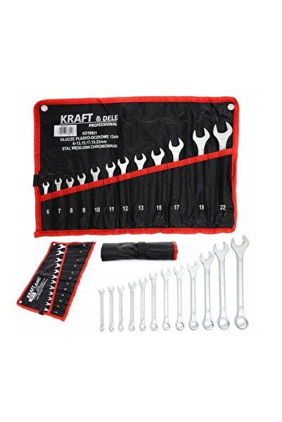 Kraft Combination wrench set, 6-22 mm, 12 pieces,