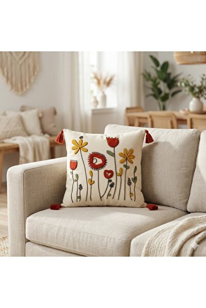 Mokita Home غطاء وسادة مزخرف بنقشة البانش - وسادة غرفة المعيشة العصرية المزخر...