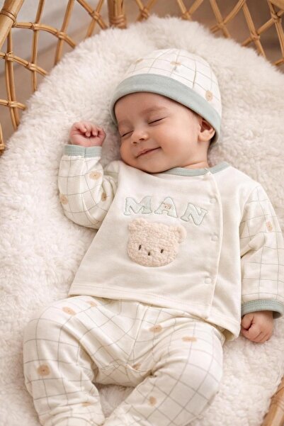 BYS BABY FASHION 5 Parça Organik Pamuklu Yenidoğan Erkek Bebek Hastane Çıkış ...