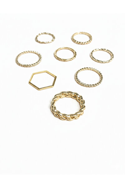 Ervalina مجموعة من 8 خواتم هندسية وخواتم مفصلية