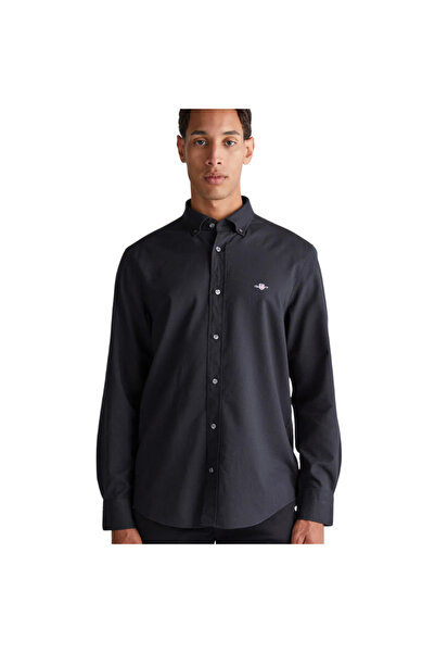 Gant Erkek Siyah Slim Fit Düğmeli Yaka Gömlek