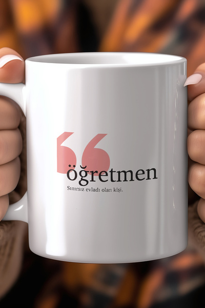 YasBey DESIGN Öğretmene Hediye Anlamlı Yazılı 330ml Baskılı Beyaz Seramik Kup...