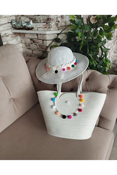 bayram taşcıoğlu home desing Bag Hat Set. Daily Vacation Beach Straw Bag Hat Set