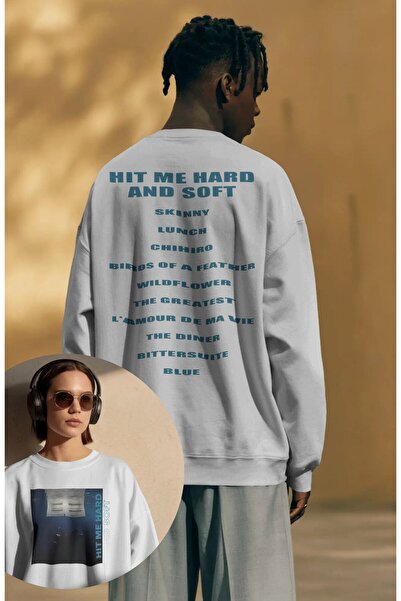 Fuddy Moda Hanorac unisex oversize cu imprimeu pe spate Billie Eilish, cu tex...