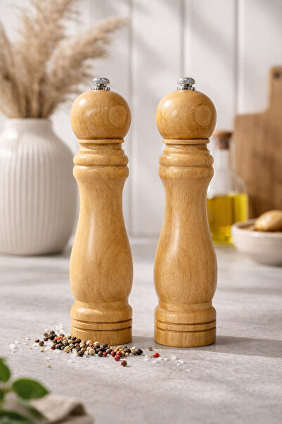 DİVAYS 2’li Bambu Gövdeli Ahşap Tuz Karabiber Değirmeni | Manuel Baharat Öğüt...