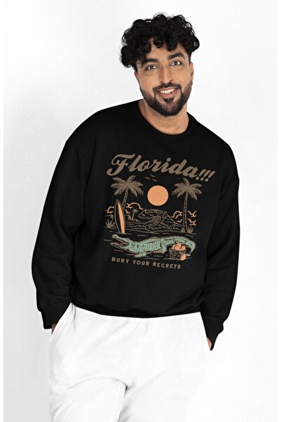 Fuddy Moda سويت شيرت بدون قلنسوة للجنسين قصة فضفاضة تايلور سويفت فلوريدا مطبوع