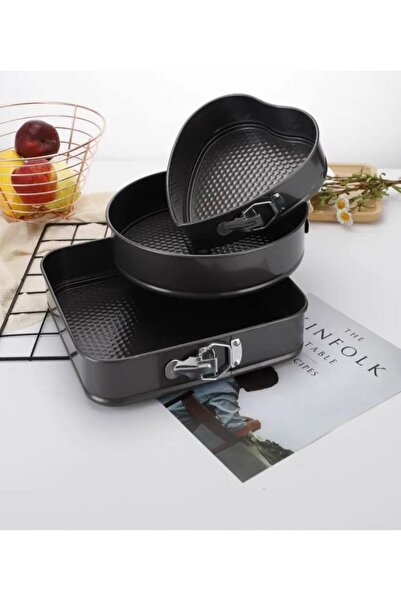 OEM Set of 3 cake molds, cookies, removable, round shape, heart shape, square...