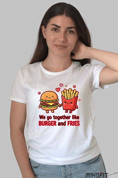 GILDAN Tricou Cuplu Valentine's Day - Burger Si Cartofi Indragostiti Dama