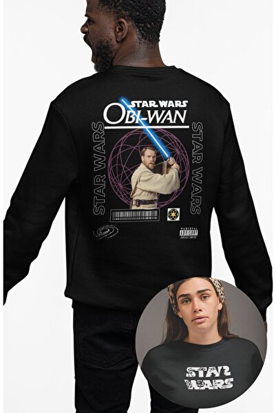Fuddy Moda Unisex Oversized Obi-Wan Star Wars Back Printed Crew Neck Hoodless...