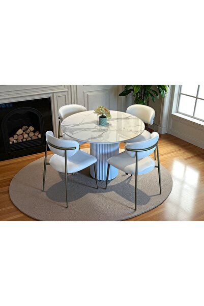 Vivense ALBA PORSELEN MUTFAK MASA TAKIMI, NOVA SANDALYELİ, 100X100