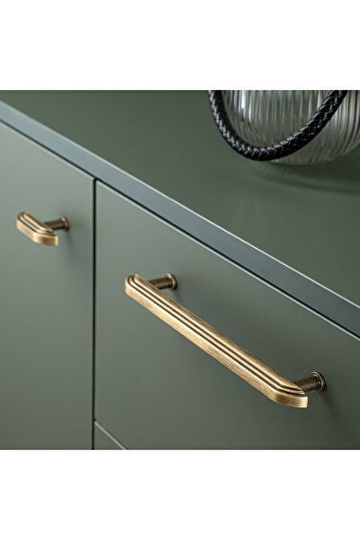 System 9476 Modern Çift Çizgili Kulp Antik Renk 128 mm (iki delik arası mesafe)