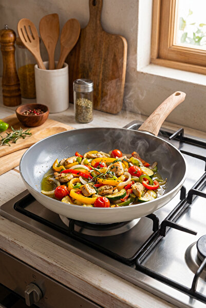 Masterchef 28 cm Seramik Tava – Yapışmaz Seramik Kaplama, Az Yağlı Sağlıklı P...