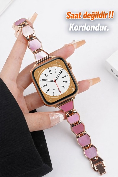 Alstrap Watch 11-10 (42mm) 9 8 7(41mm) SE 6 5 4 (40mm) Uyumlu Detaylı Hafif M...