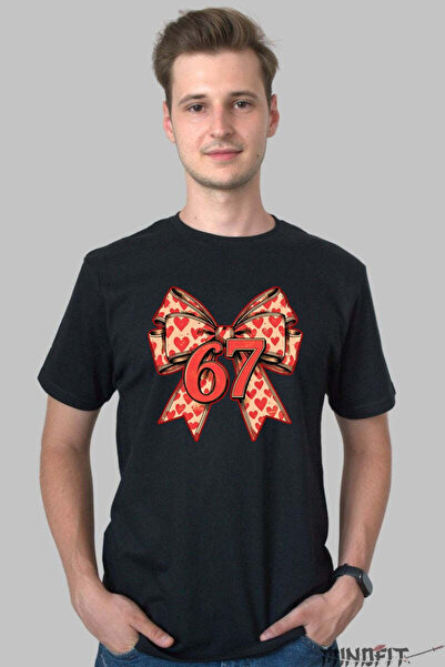 GILDAN Anniversary Gift T-Shirt - Bow With Hearts and Number 67 Men
