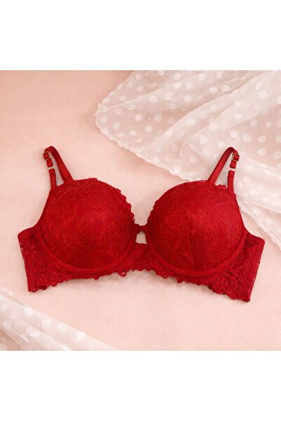 SCM LINGERIE Red Unpadded Underwire Lace Bra