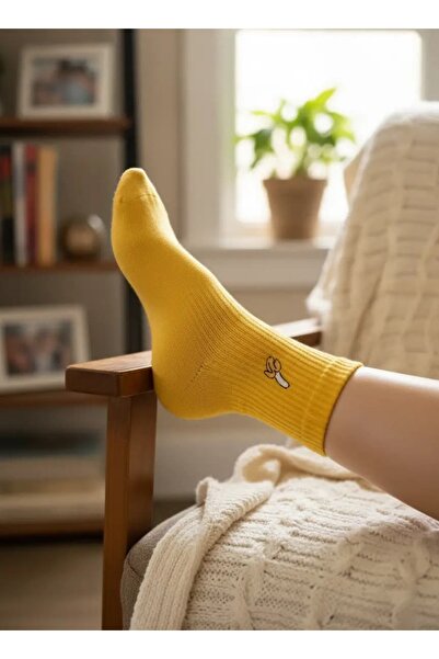 CANMODA Banana Embroidered Yellow Color Fun Unisex Cotton College Socks (Suit...