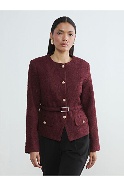 LC Waikiki Rmz Gi̇yi̇m Farkiyla Zero Roba Collar Women's Tweed Jacket