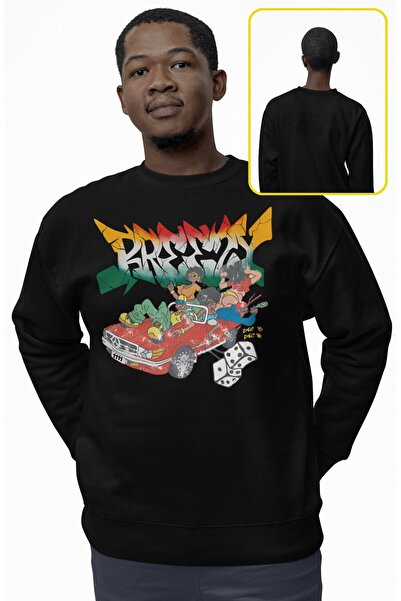 Fuddy Moda سويت شيرت بدون قلنسوة برقبة دائرية للجنسين قصة فضفاضة كريس براون ب...