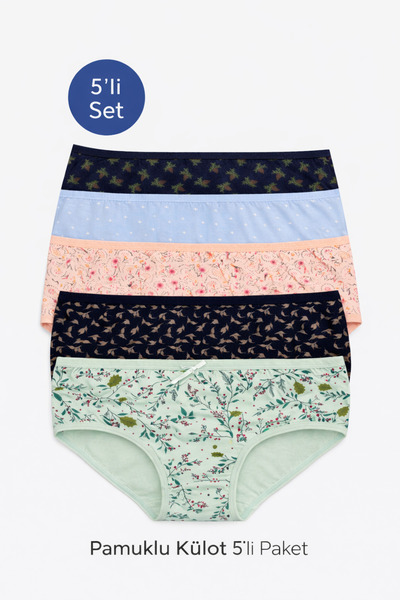 MİSSEMMA Women's 5 Pieces Cotton Underwear