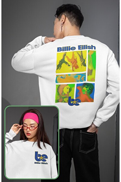 Fuddy Moda Hanorac unisex supradimensionat cu logo Be, retro, cu imprimeu Bil...