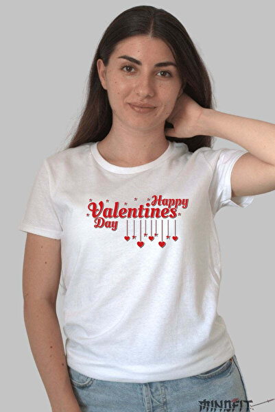 GILDAN Tricou Valentine S Day Happy Valentines Cu Inimi Suspendate Dama