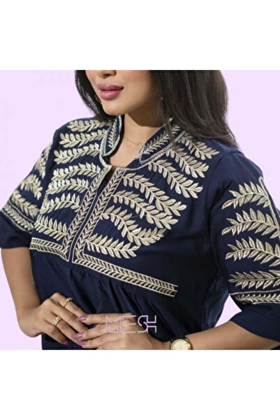 MESH sa Midi Jalabiya with Soft Embroidery