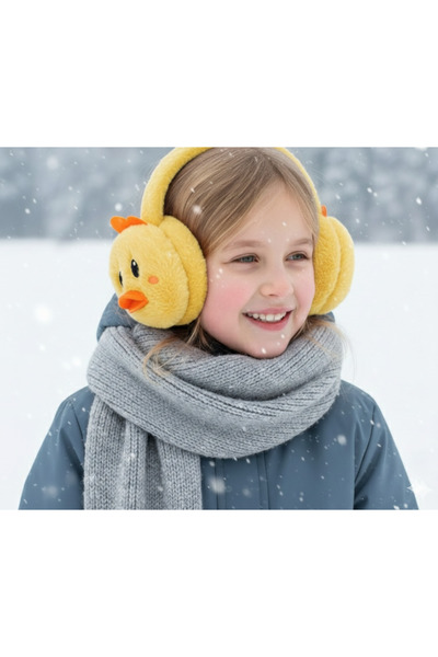 Kitti Kız Çocuk Peluş Kulaklık Sarı CivCiv Desenli