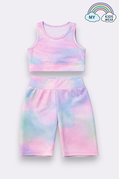 My Kids Wear Girl's Multi-Purpose Tie-Dye Patterned Swimsuit & Sports Set 12435