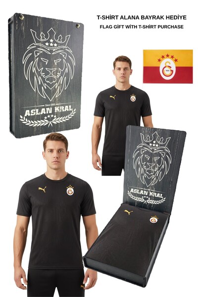 Galatasaray Γνήσιο μπλουζάκι προπόνησης με άδεια χρήσης με λαιμόκοψη σε μαύρο...