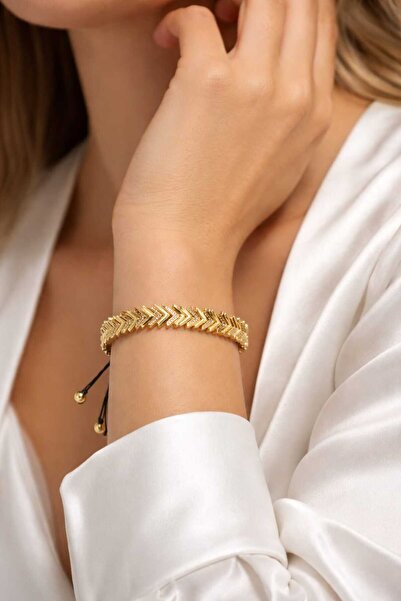 Feyz Tasarım سوار قابل للتعديل مطلي بالذهب مع رمز شيفرون