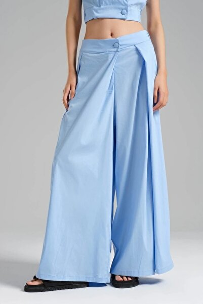 tw3 Women's Pleated Detailed Skirt Look Design Loose Wide Leg Trousers