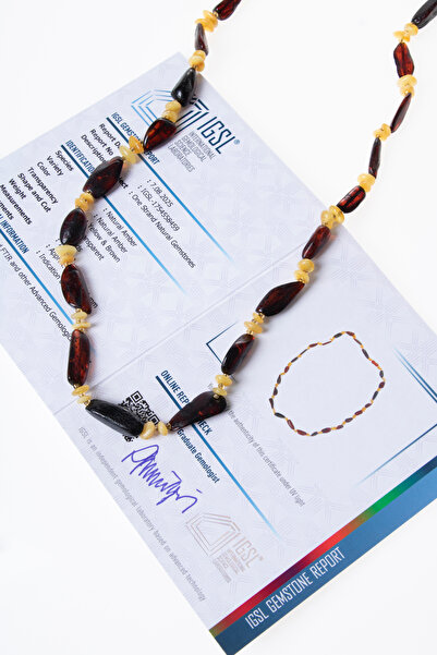 OSMANLI DOĞAL TAŞ Certified Amber Necklace 4 (S.K:309)