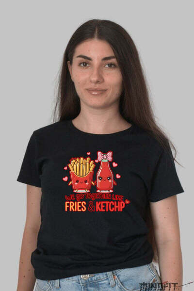 GILDAN Tricou Valentine S Day Cuplu We Go Together Like Fries And Ketchup Dama