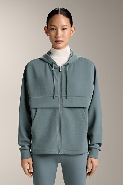 Oysho Ribbed zip-up sweatshirt with soft-touch modal